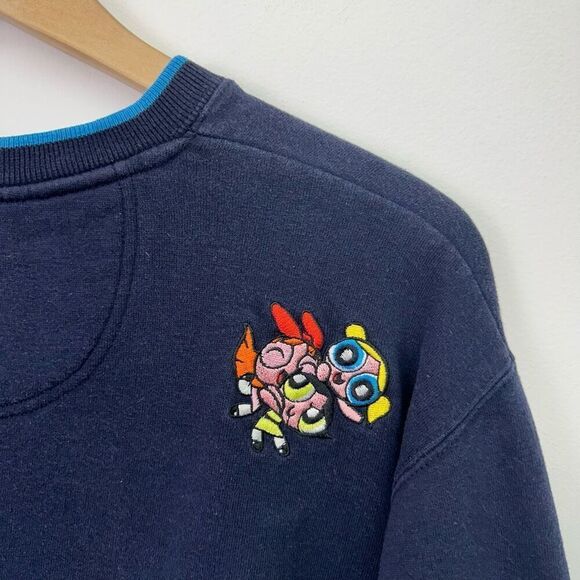 Cartoon Network Powerpuff Girls Vintage 2000 Y2K Navy Embroidered Crewneck Sweat - Picture 11 of 11